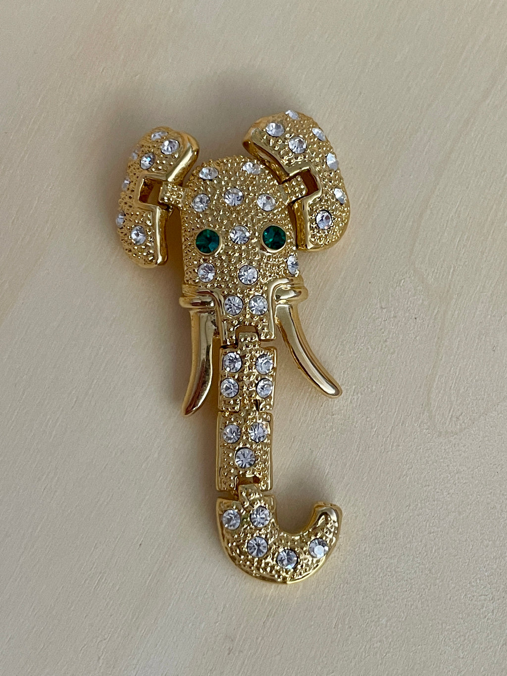 Rhinestone Elephant Brooch