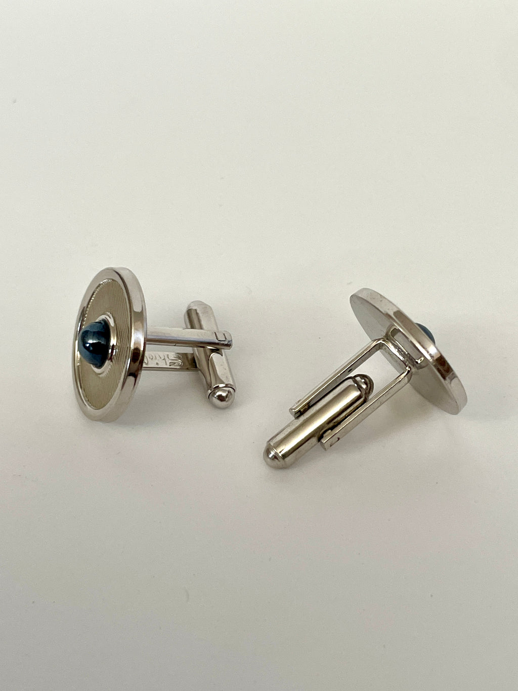 Round Cufflinks with Blue Accents