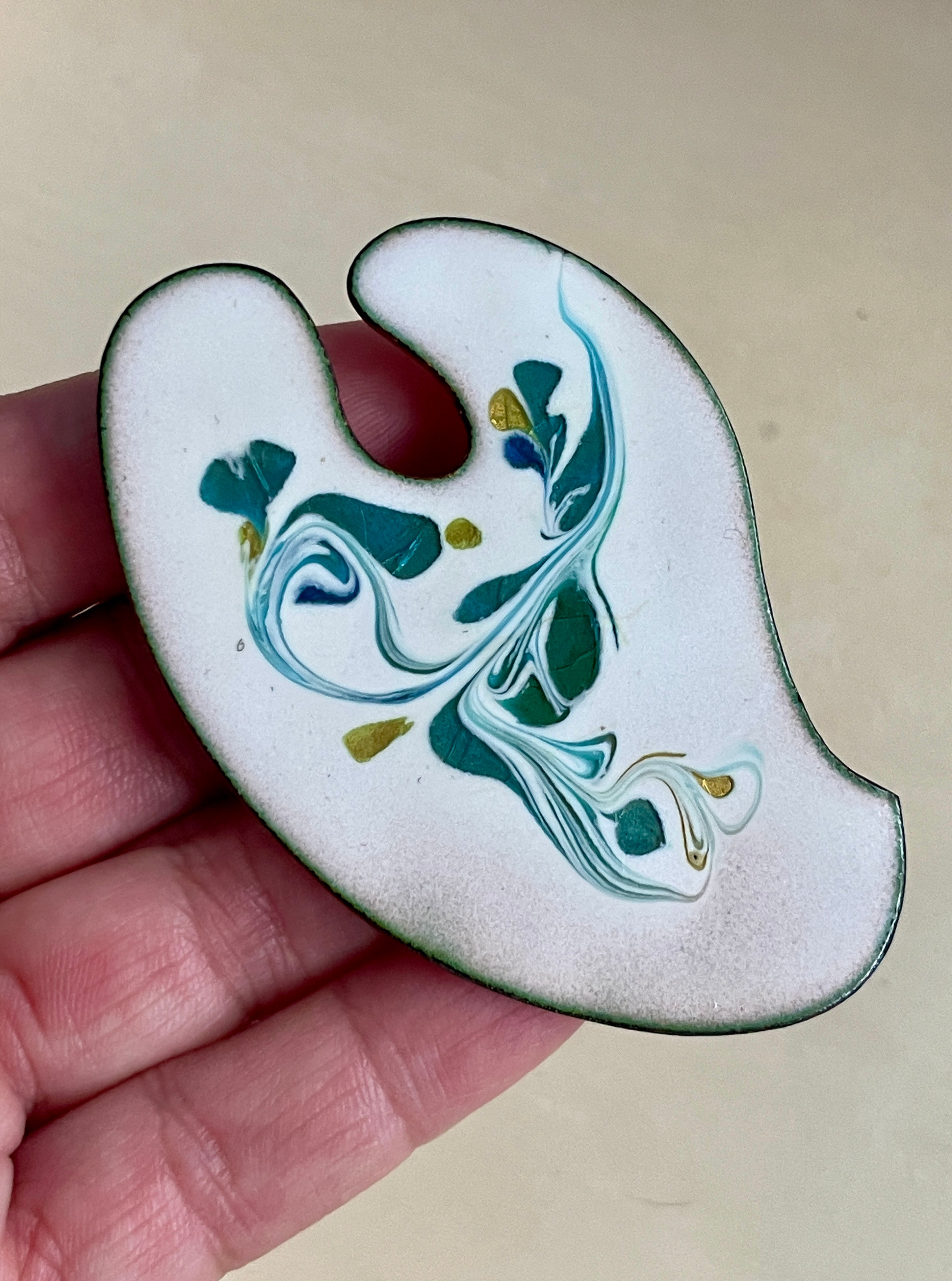 Enamel Abstract Swirl Copper Brooch