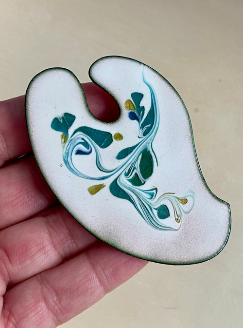Enamel Abstract Swirl Copper Brooch