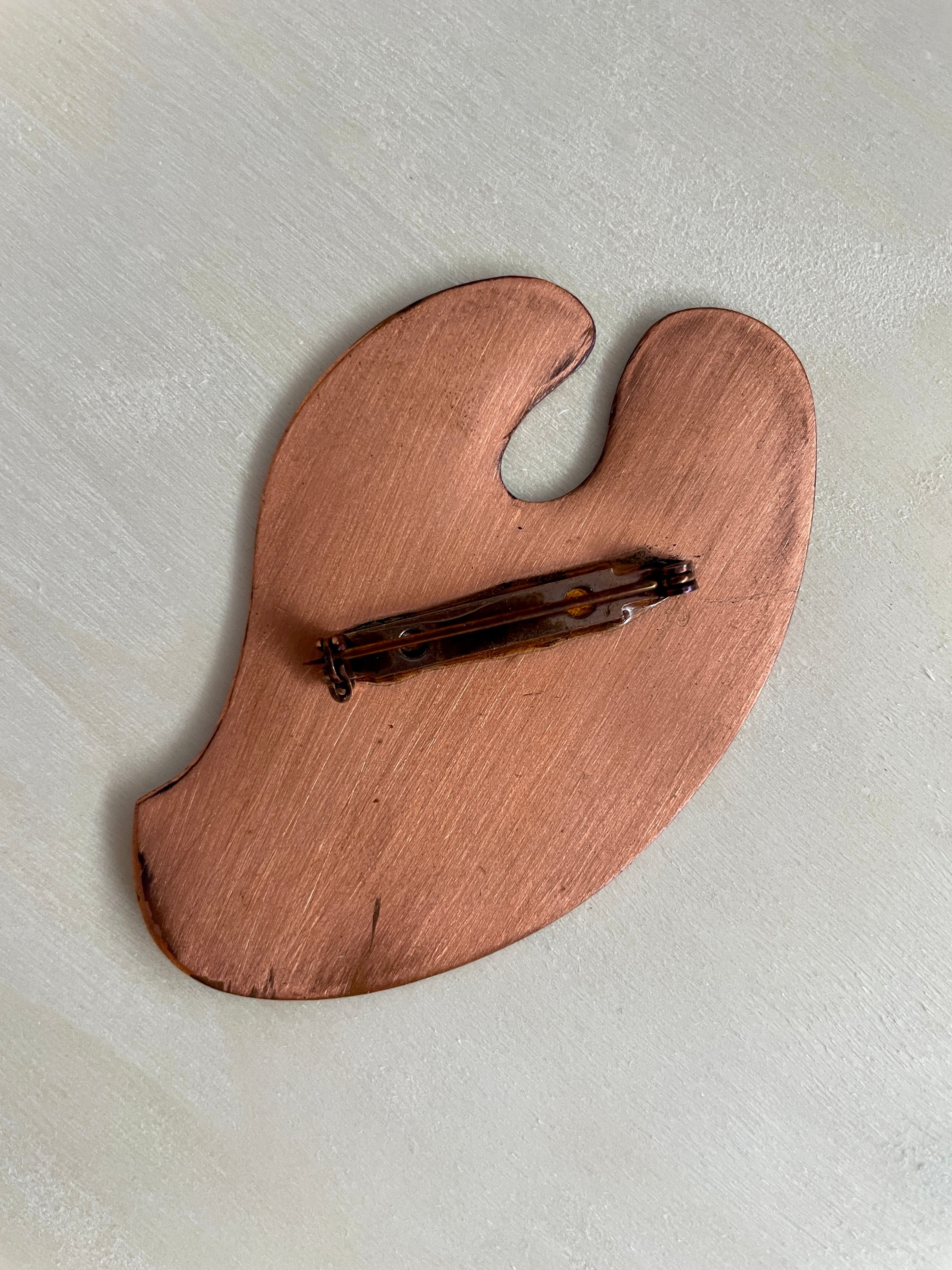 Enamel Abstract Swirl Copper Brooch
