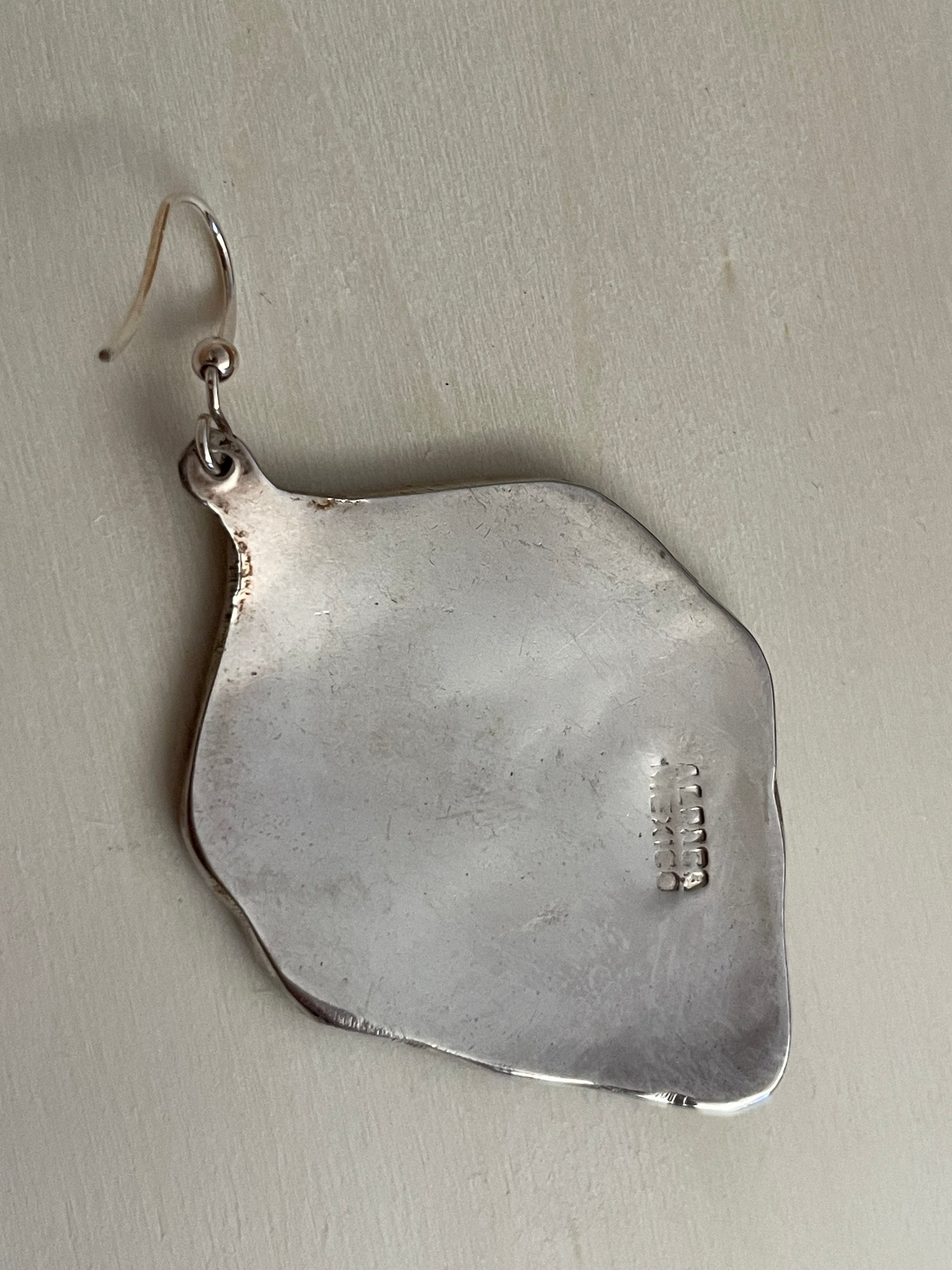 Mexican Silver Abalone Asymmetrical Earrings
