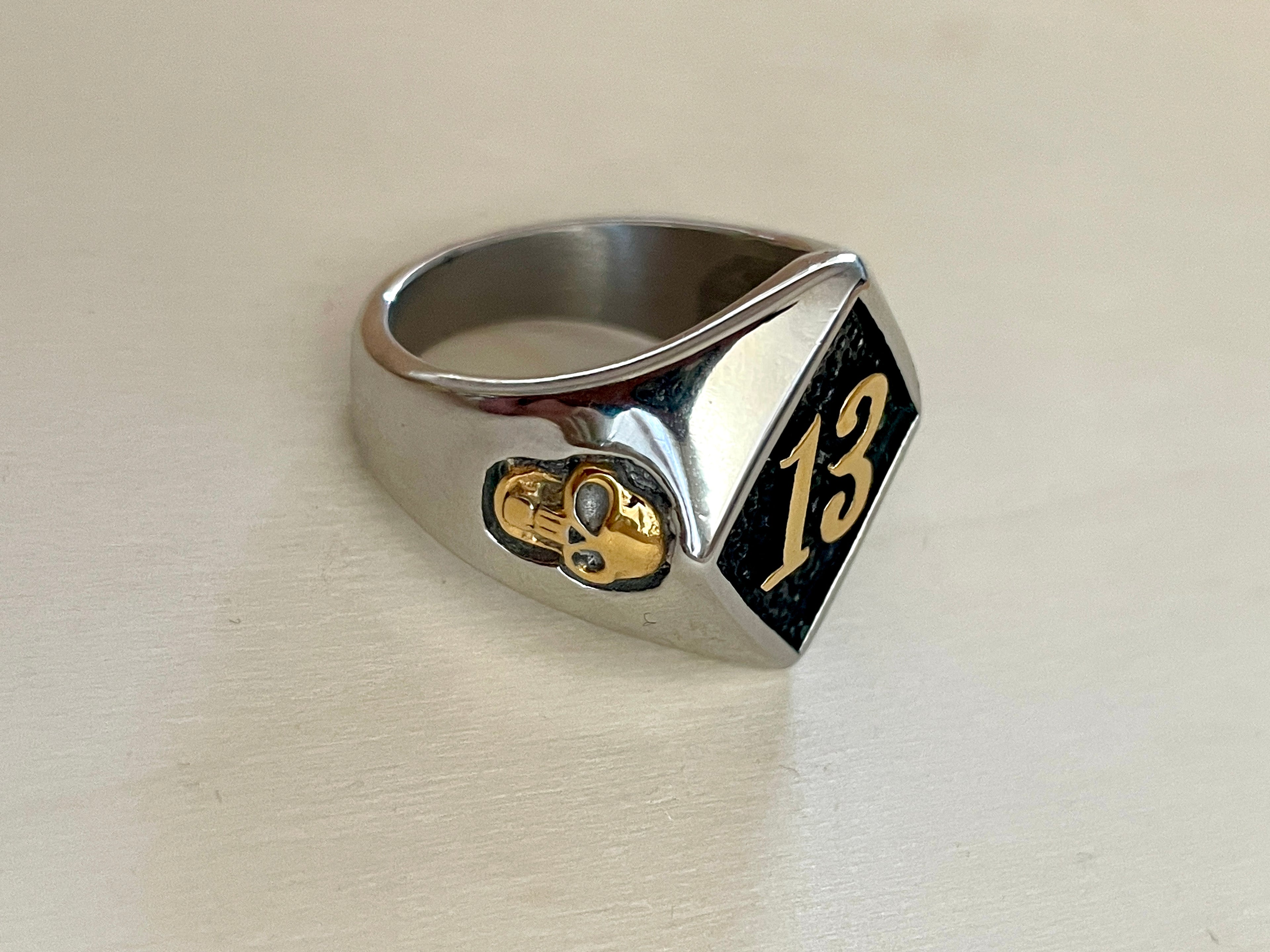 Stainless Steel Lucky 13 Ring