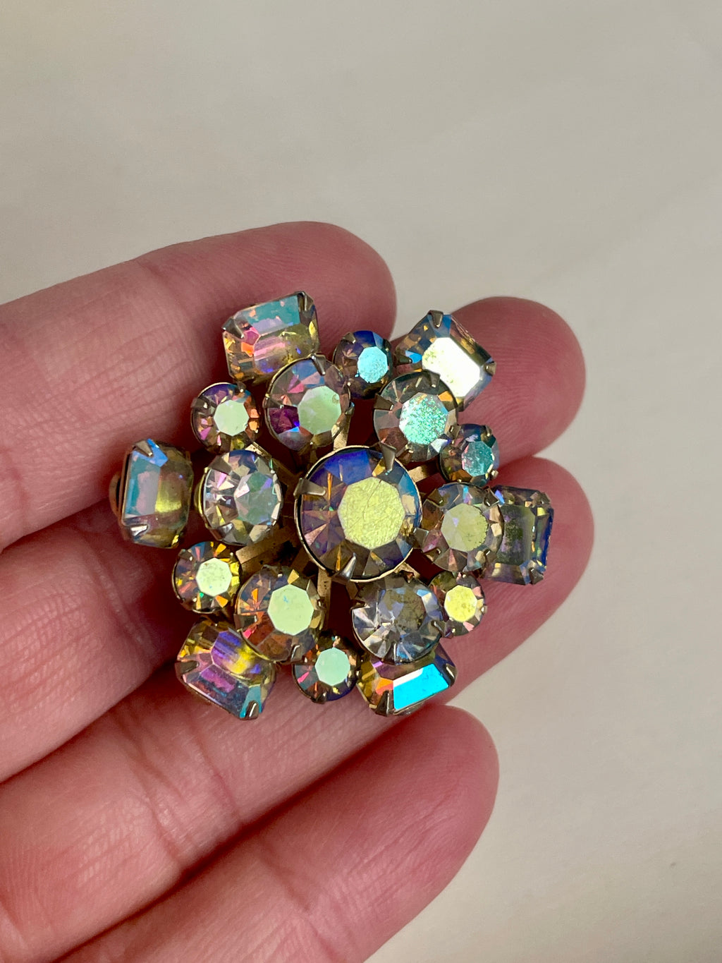 Pink Rainbow Rhinestone Brooch