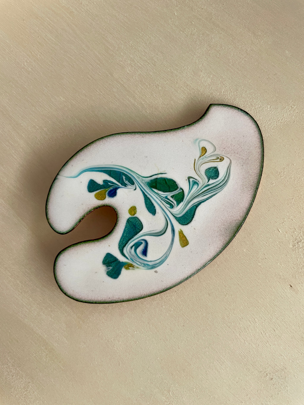 Enamel Abstract Swirl Copper Brooch