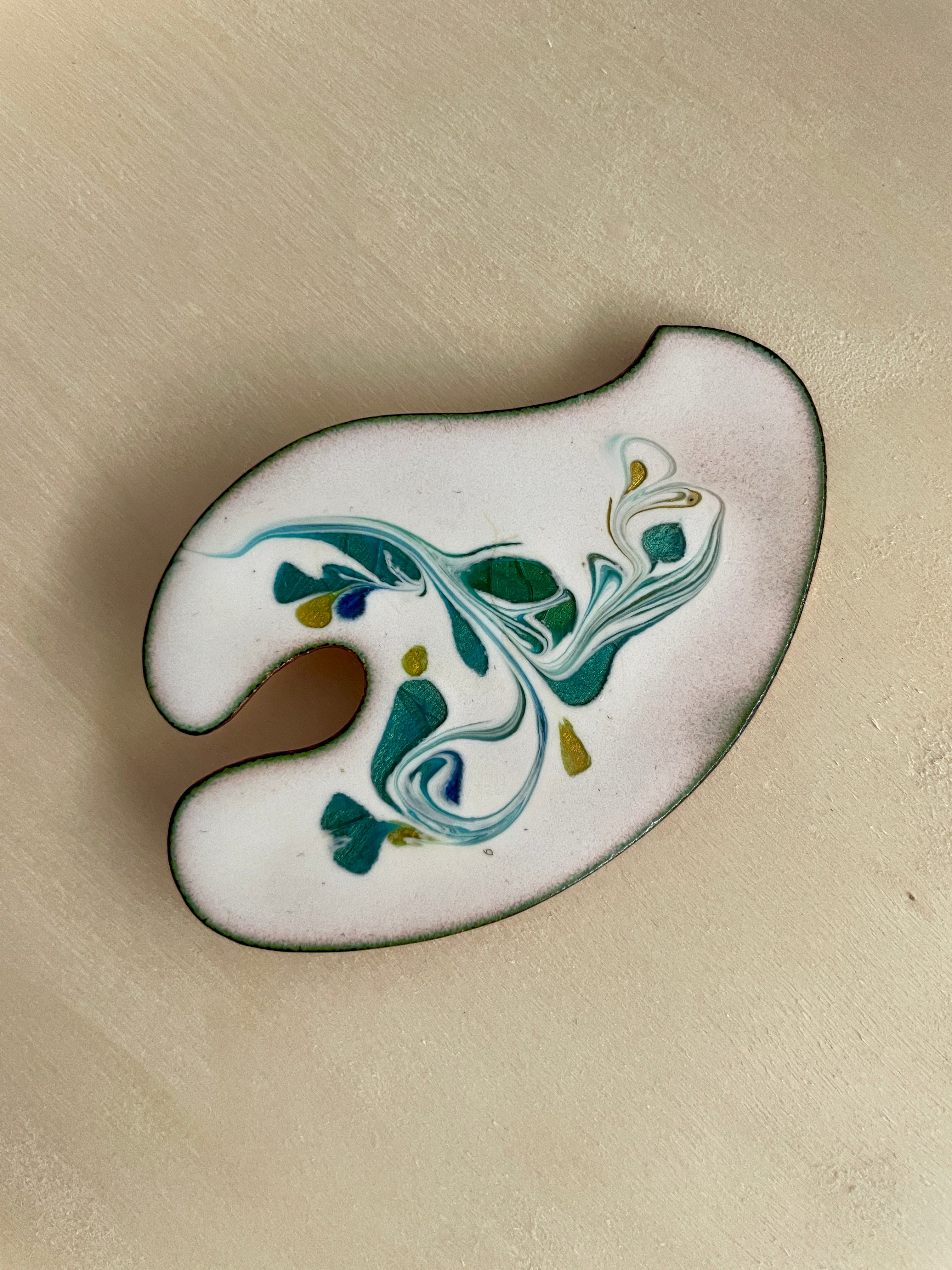Enamel Abstract Swirl Copper Brooch
