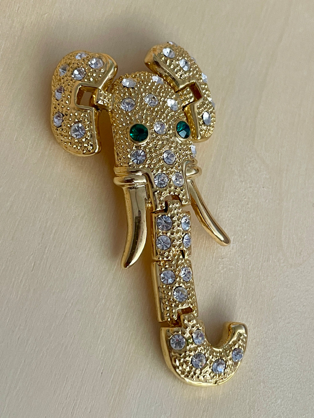 Rhinestone Elephant Brooch