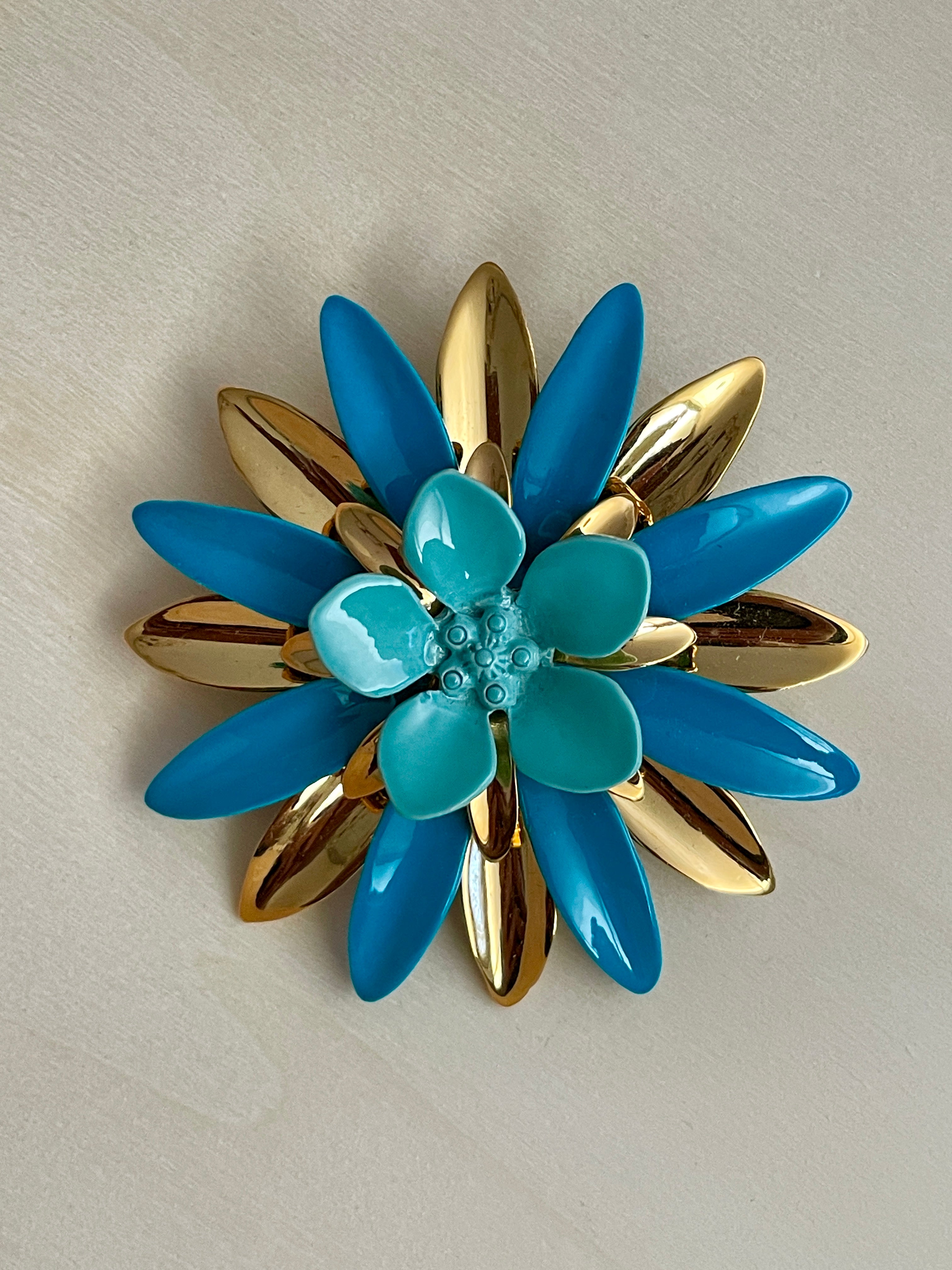 Cornflower Blue Floral Brooch