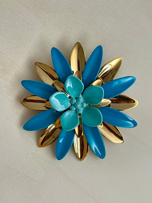 Cornflower Blue Floral Brooch