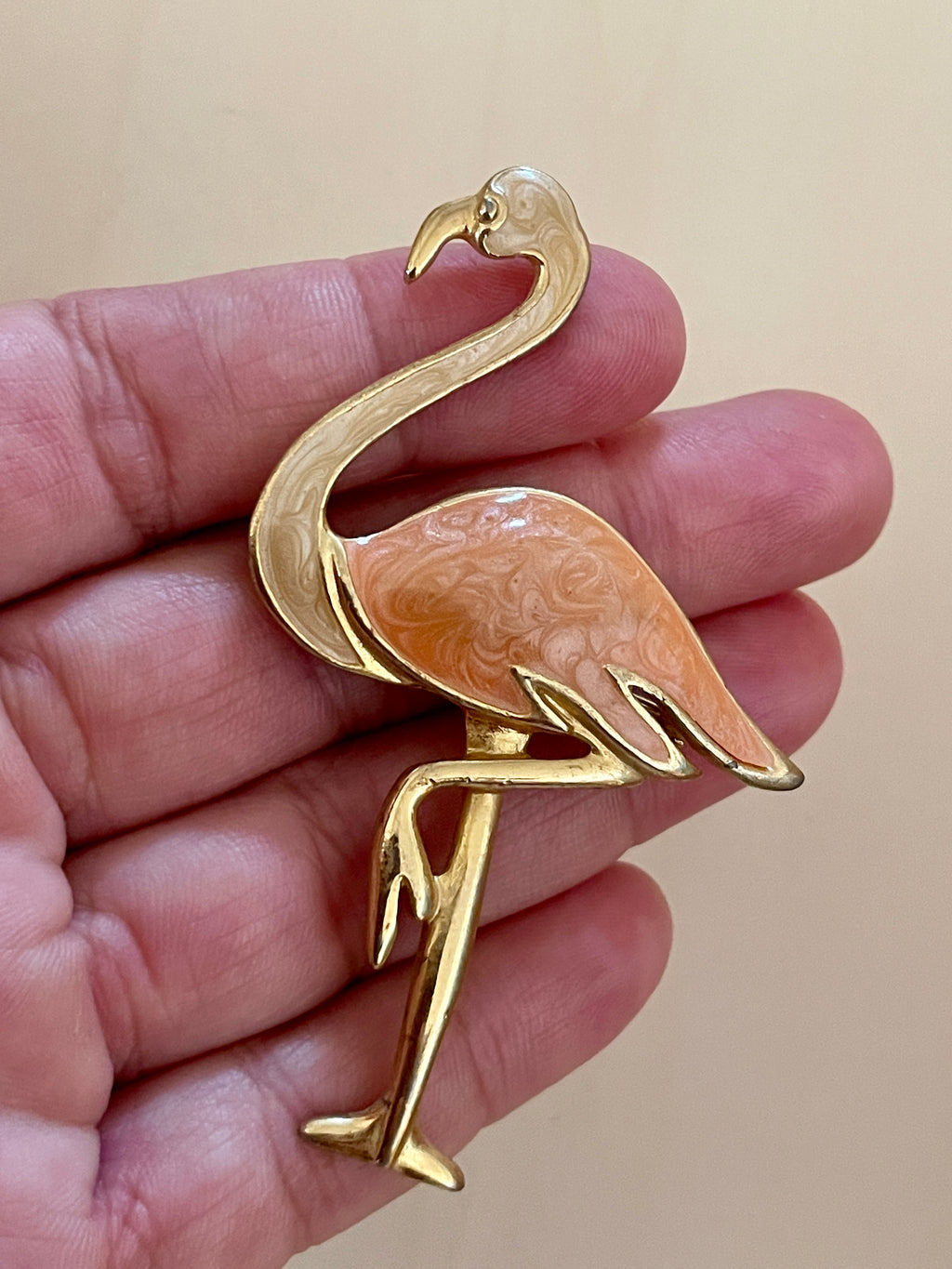 Enamel Flamingo Brooch