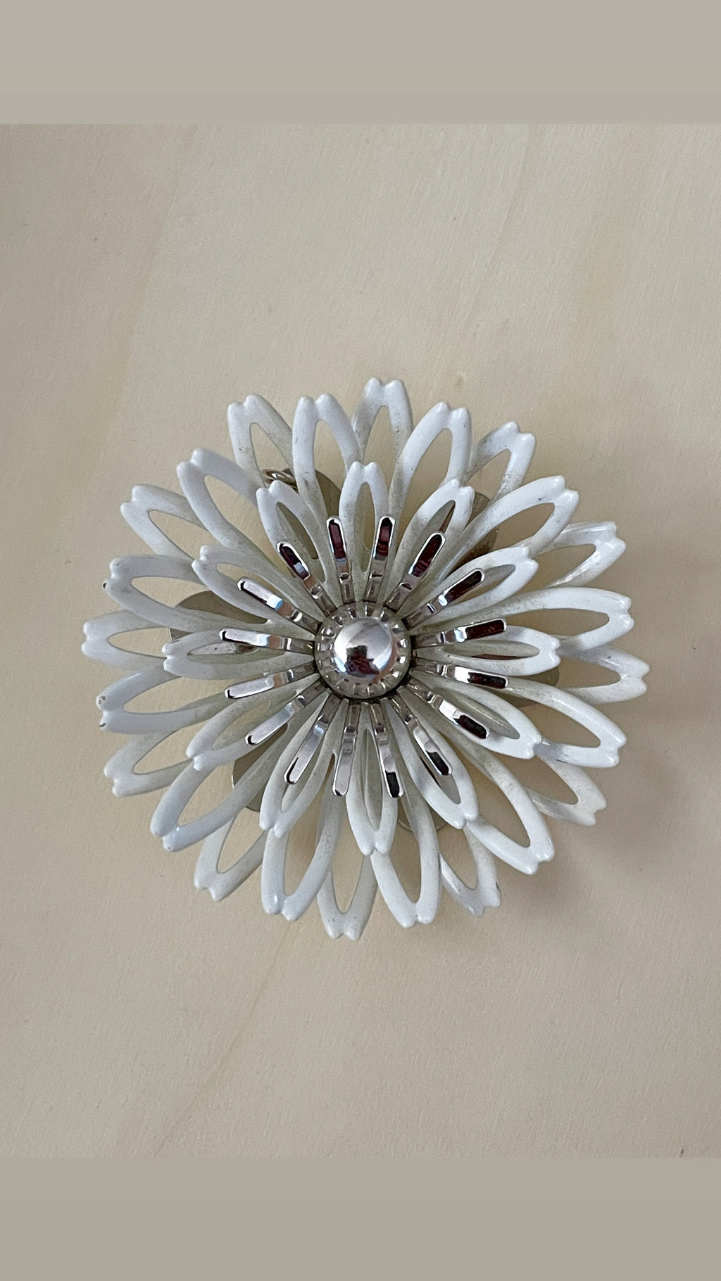 Large White Enamel Pendant Brooch