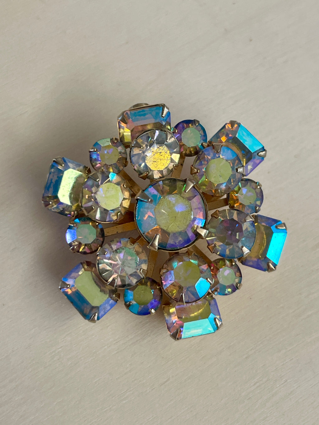 Pink Rainbow Rhinestone Brooch