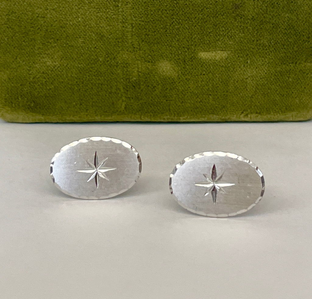 Vintage Starburst Sterling Silver Cufflinks