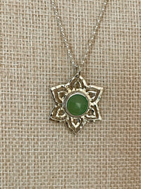 Sterling Silver Chalcedony Sunburst Pendant Necklace