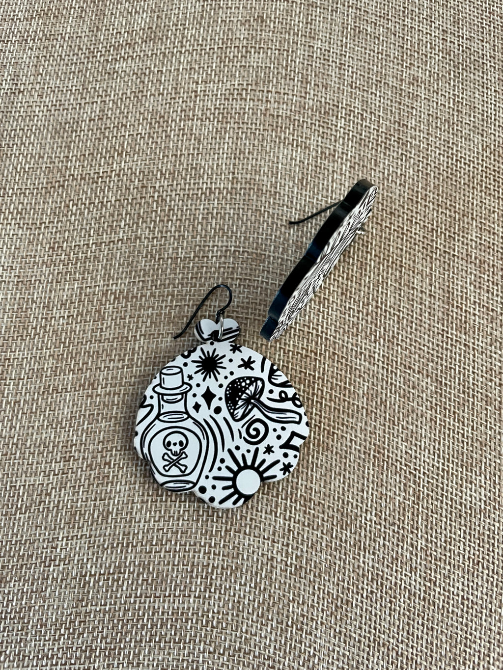Macabre Black & White Acrylic Dangle Earrings
