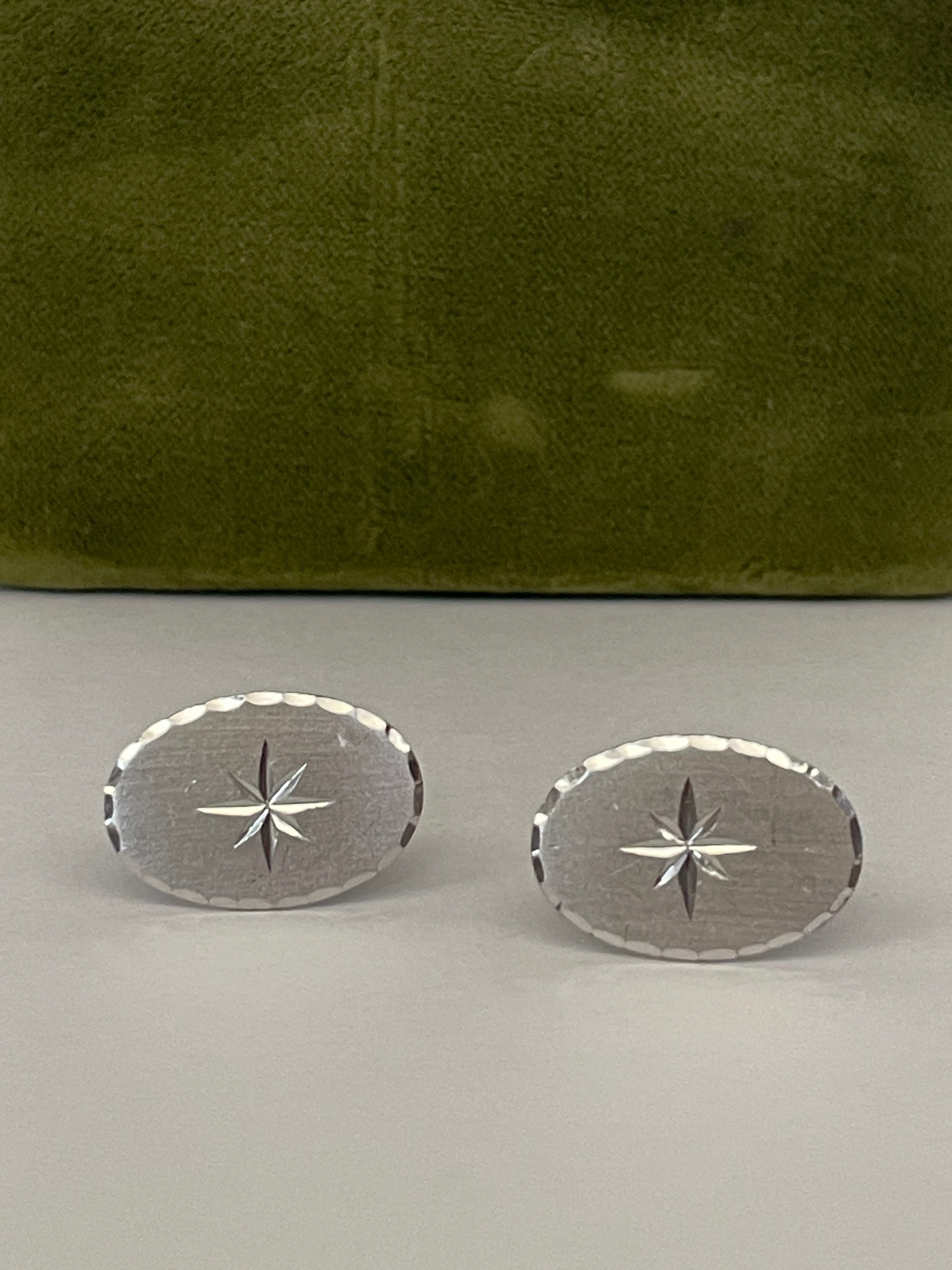 Vintage Starburst Sterling Silver Cufflinks
