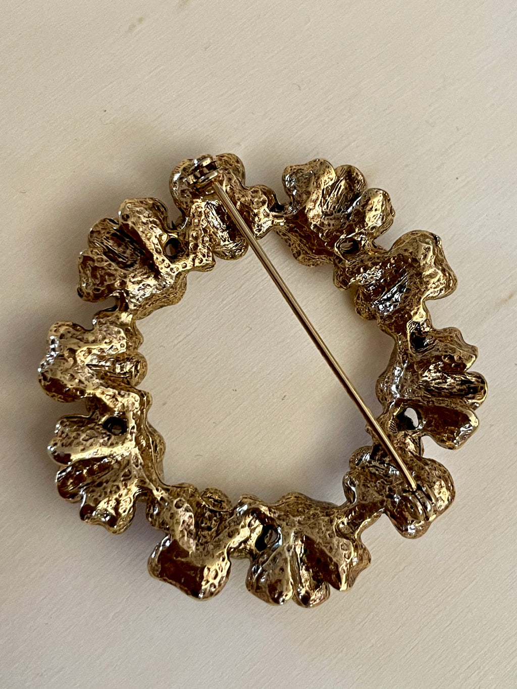 Flora Wreath Goldtone Brooch