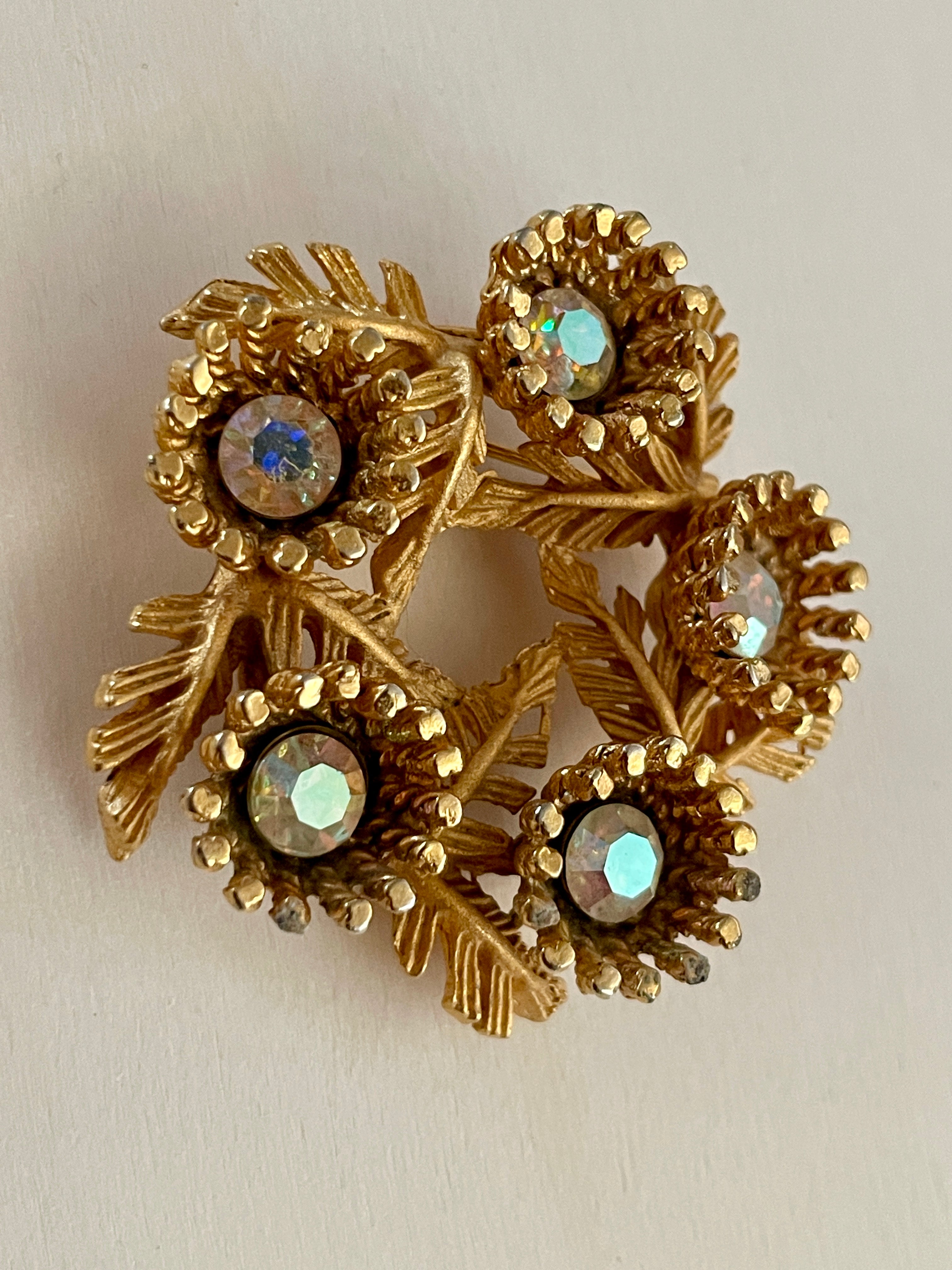 Rhinestone Floral Brooch