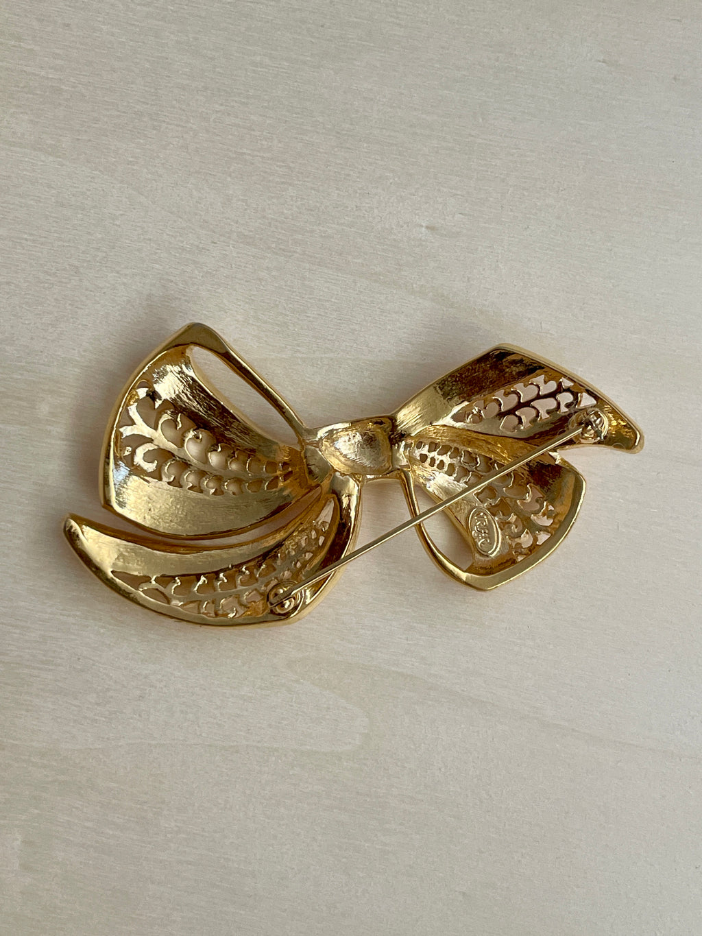 Pink & Gold Bow Brooch