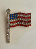 Rhinestone American Flag Brooch