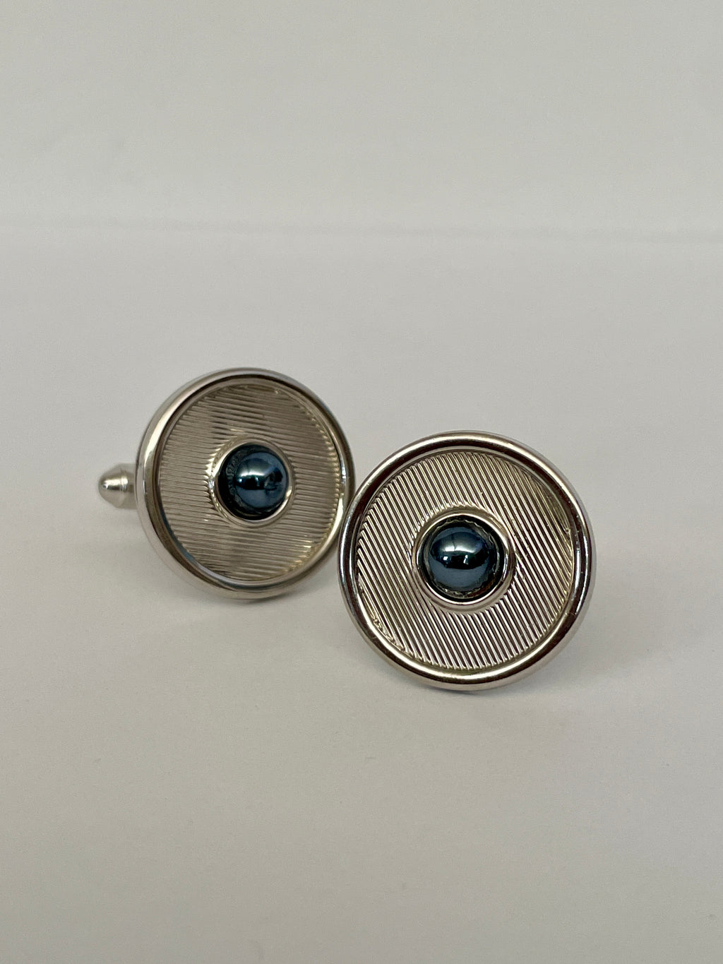Round Cufflinks with Blue Accents
