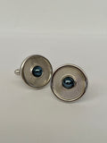 Round Cufflinks with Blue Accents