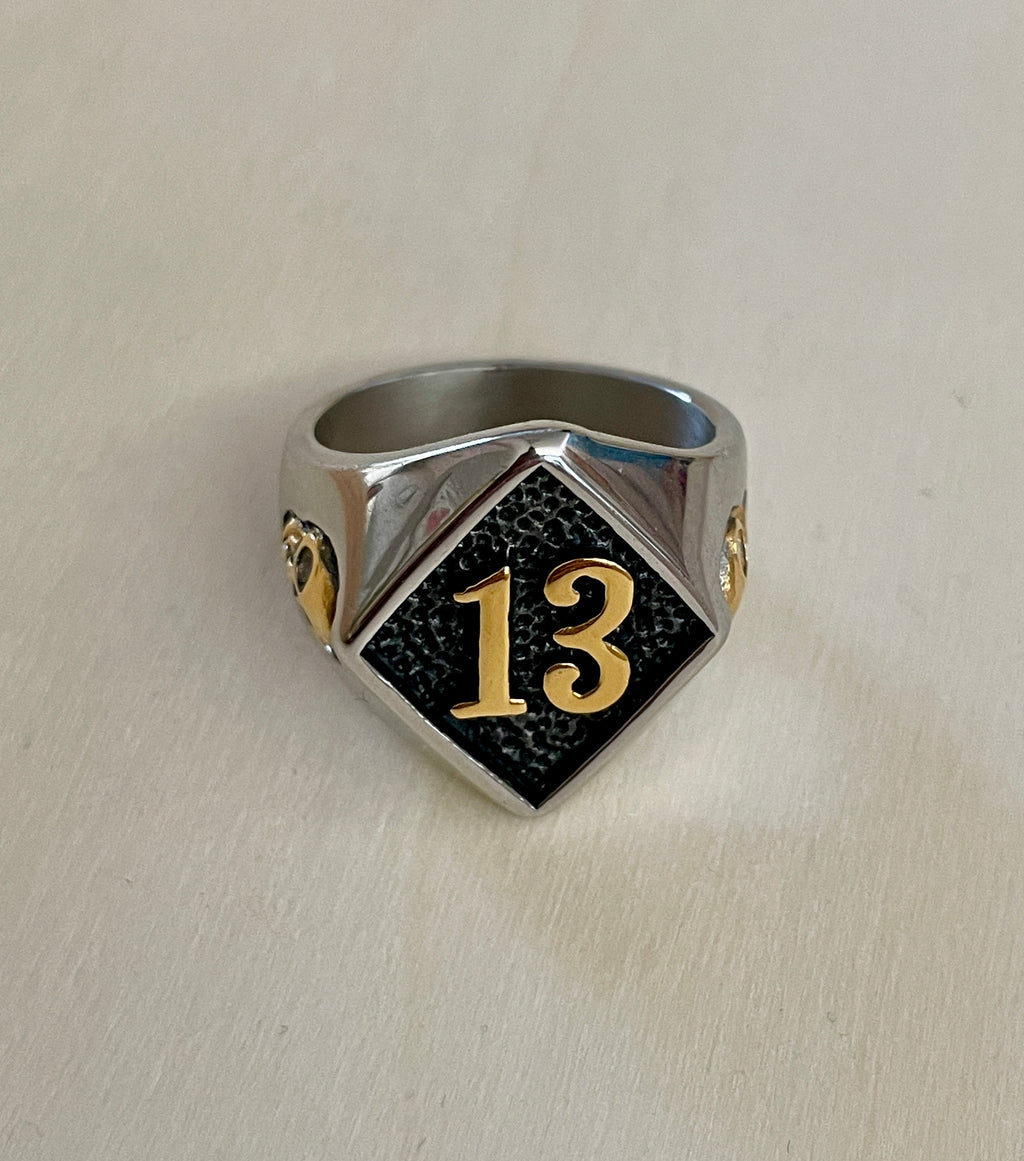 Stainless Steel Lucky 13 Ring