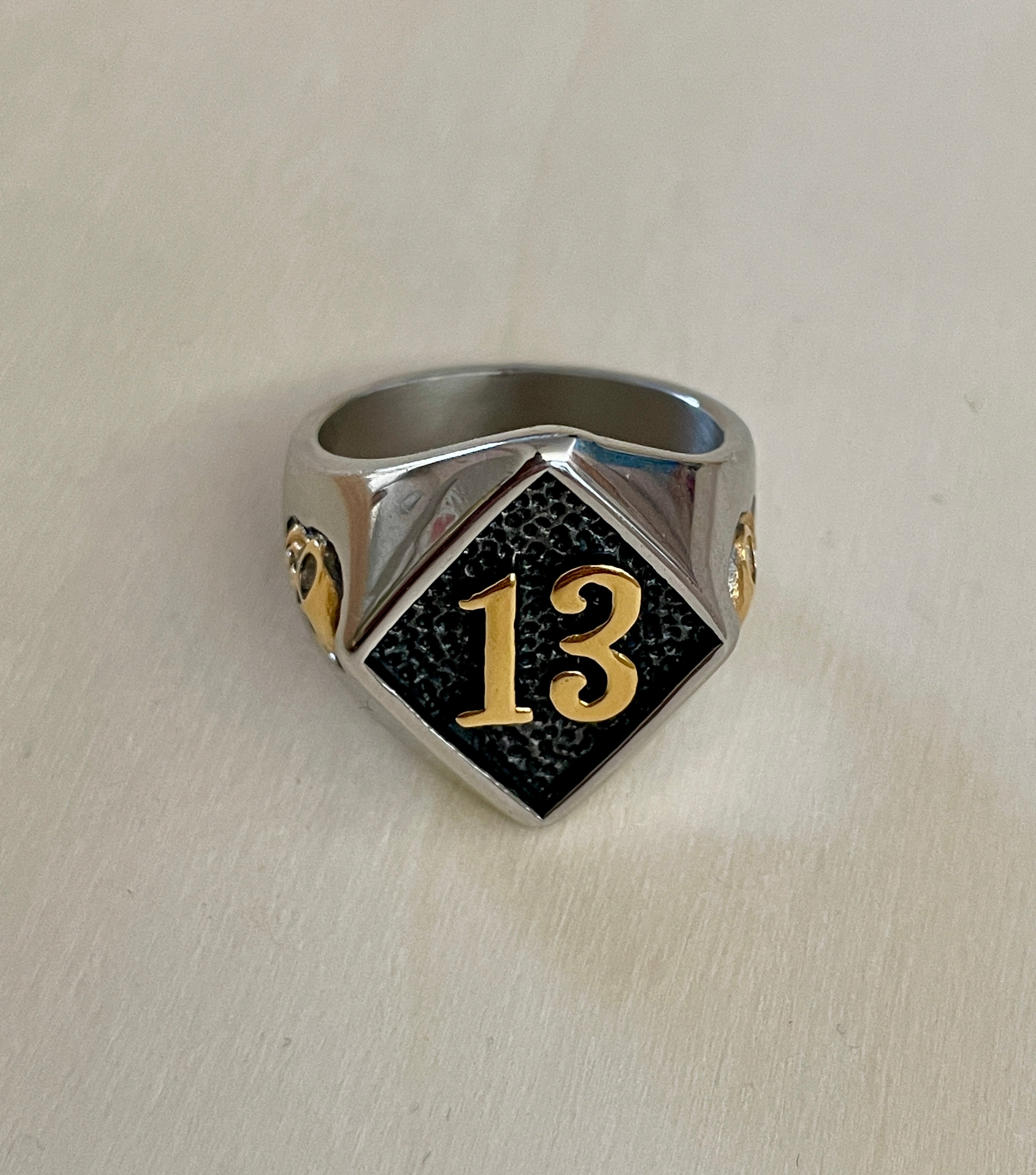 Stainless Steel Lucky 13 Ring