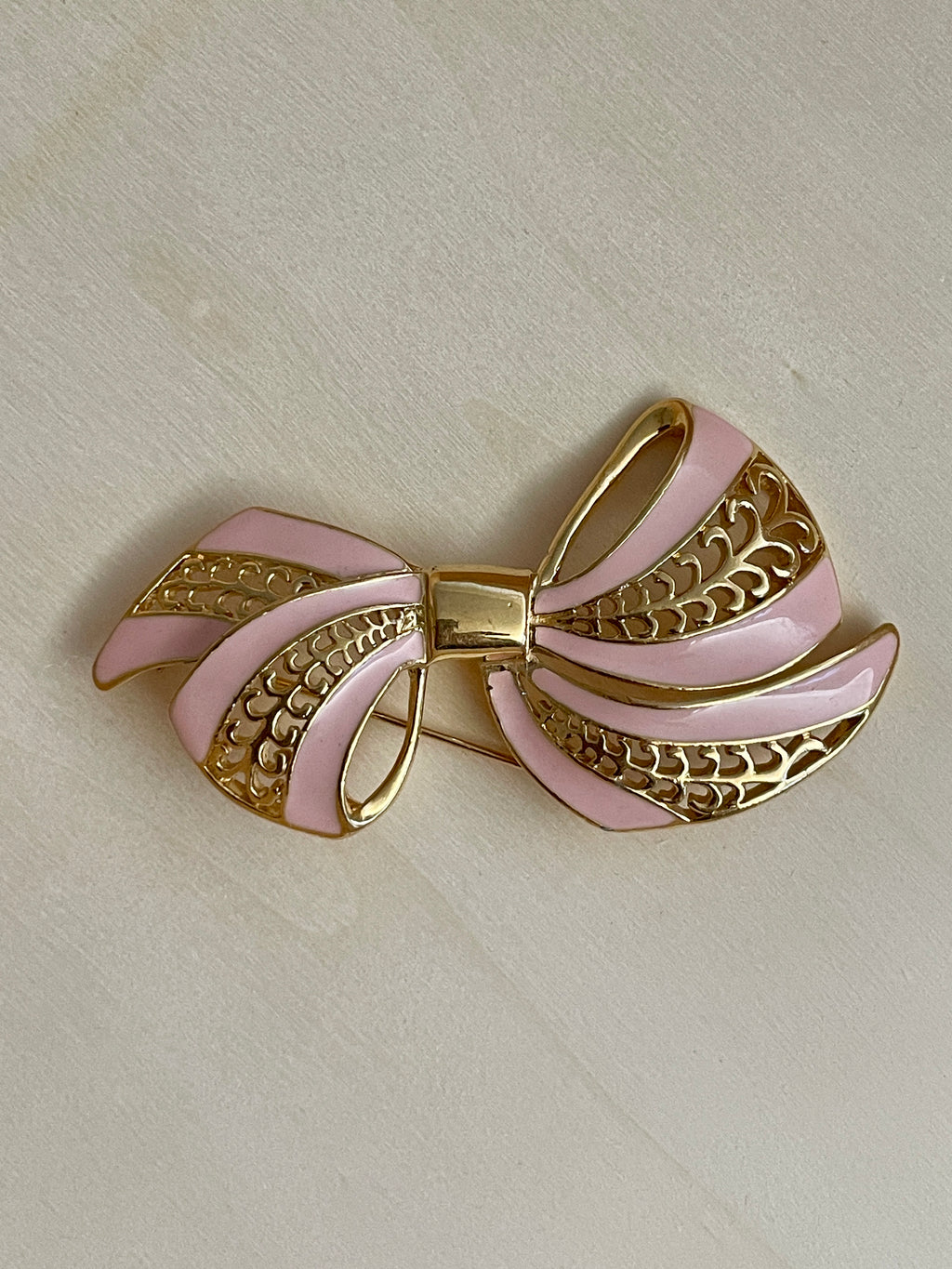 Pink & Gold Bow Brooch