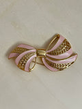 Pink & Gold Bow Brooch