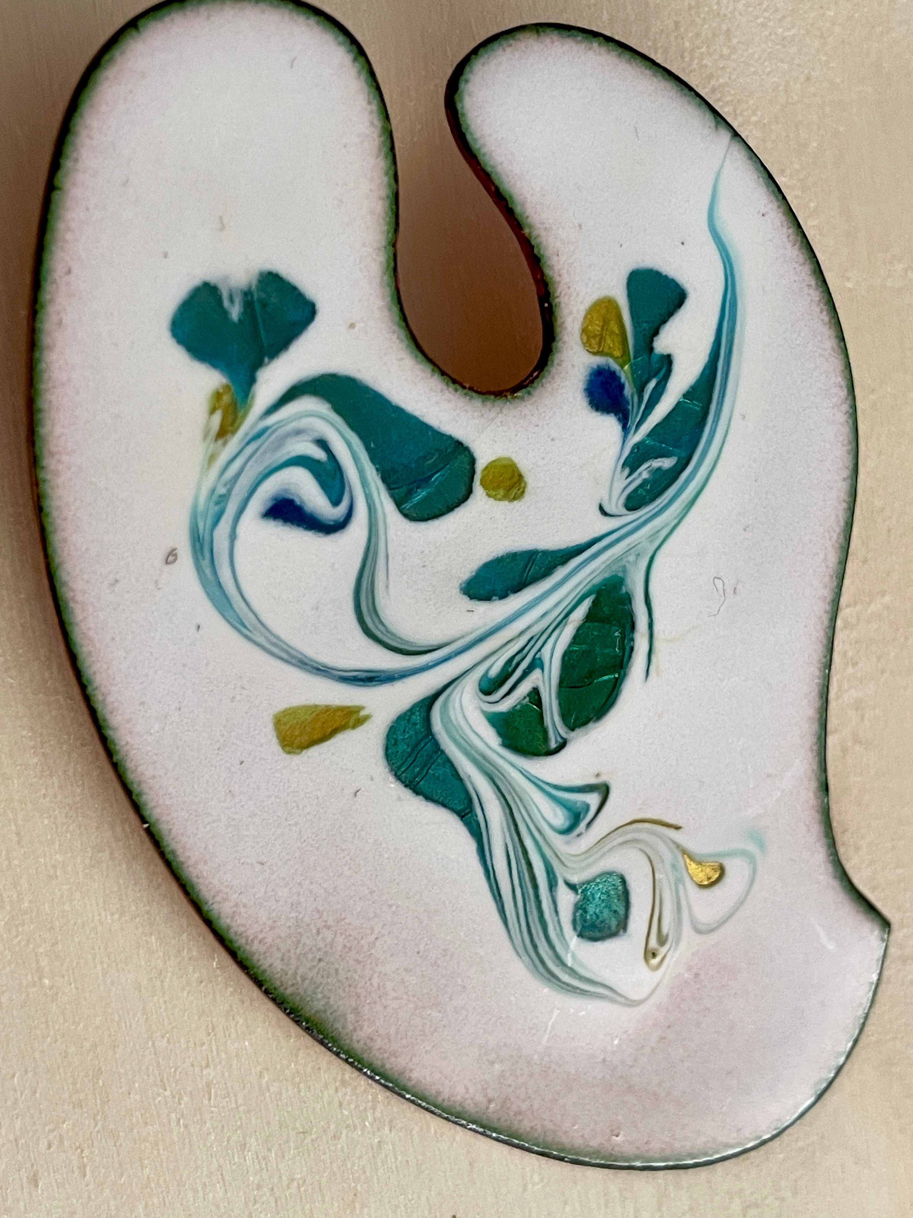 Enamel Abstract Swirl Copper Brooch
