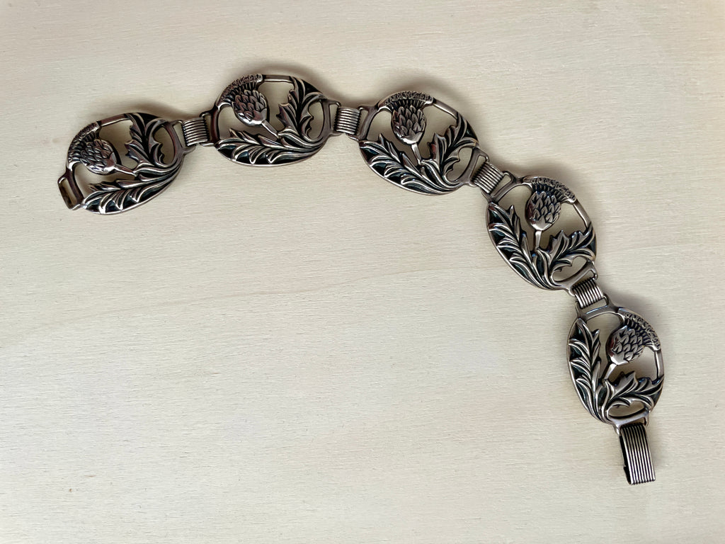 Danecraft Sterling Silver Thistle Bracelet Circa 1940-1950
