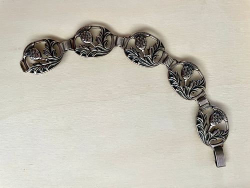 Danecraft Sterling Silver Thistle Bracelet Circa 1940-1950