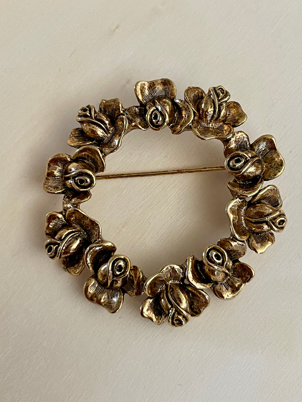 Flora Wreath Goldtone Brooch