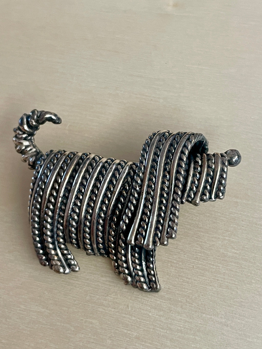 Silvertone Shaggy Dog Brooch