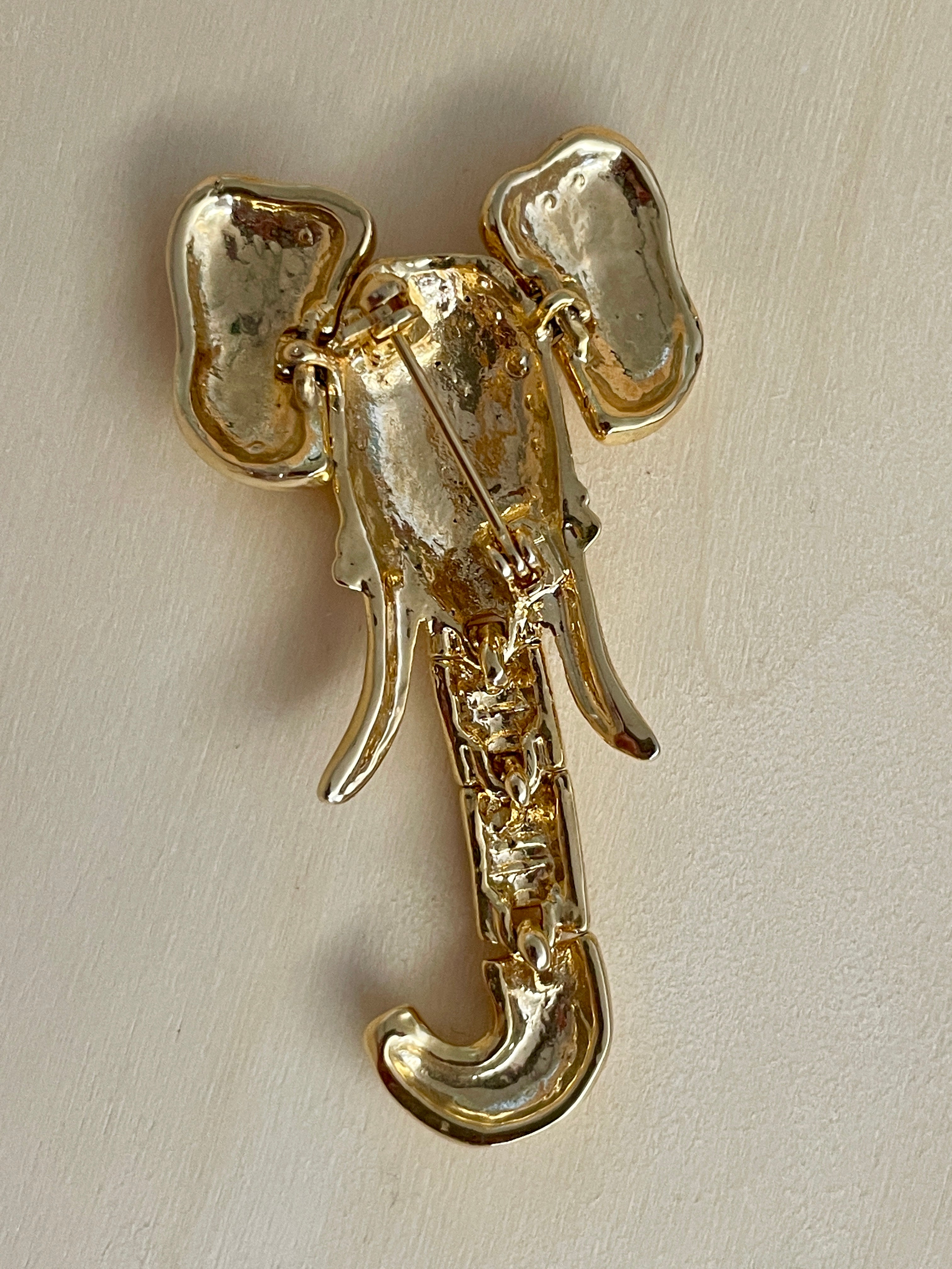 Rhinestone Elephant Brooch