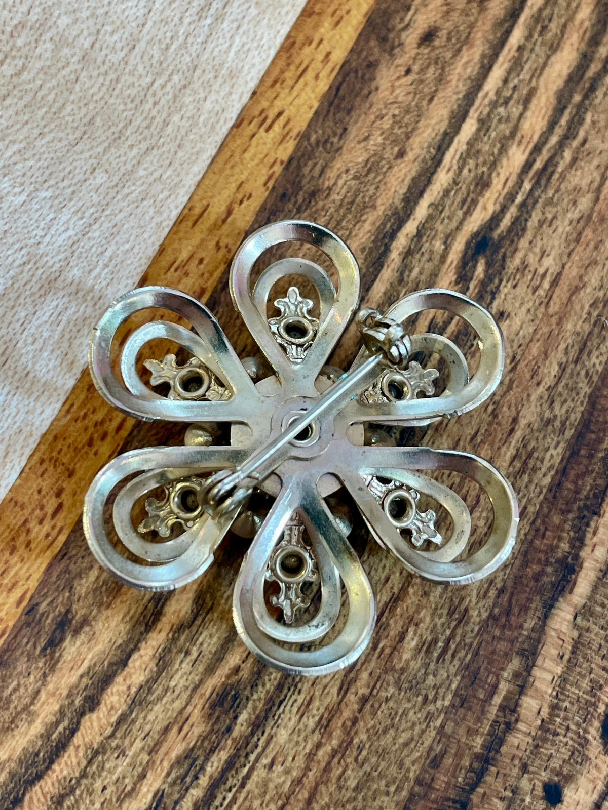 Antique Aqua Crystal Brooch