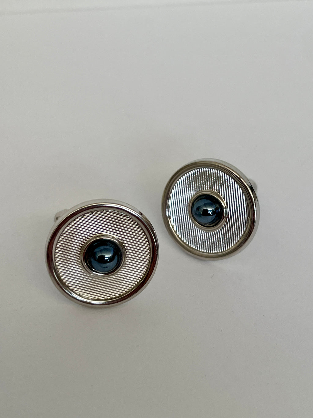 Round Cufflinks with Blue Accents