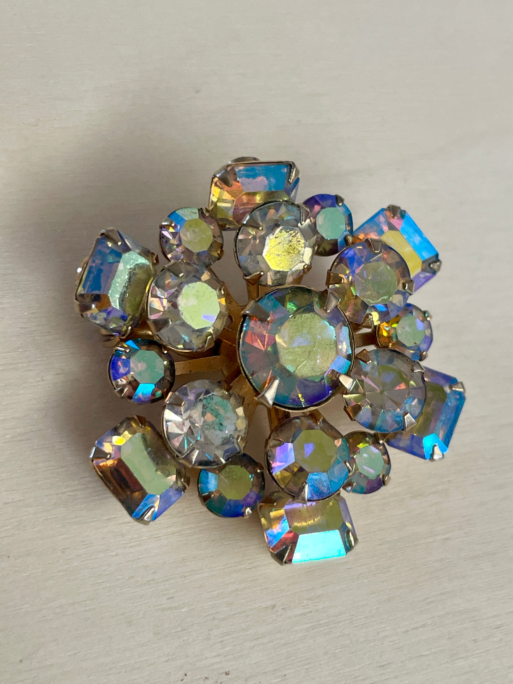 Pink Rainbow Rhinestone Brooch