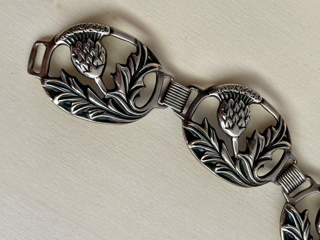 Danecraft Sterling Silver Thistle Bracelet Circa 1940-1950