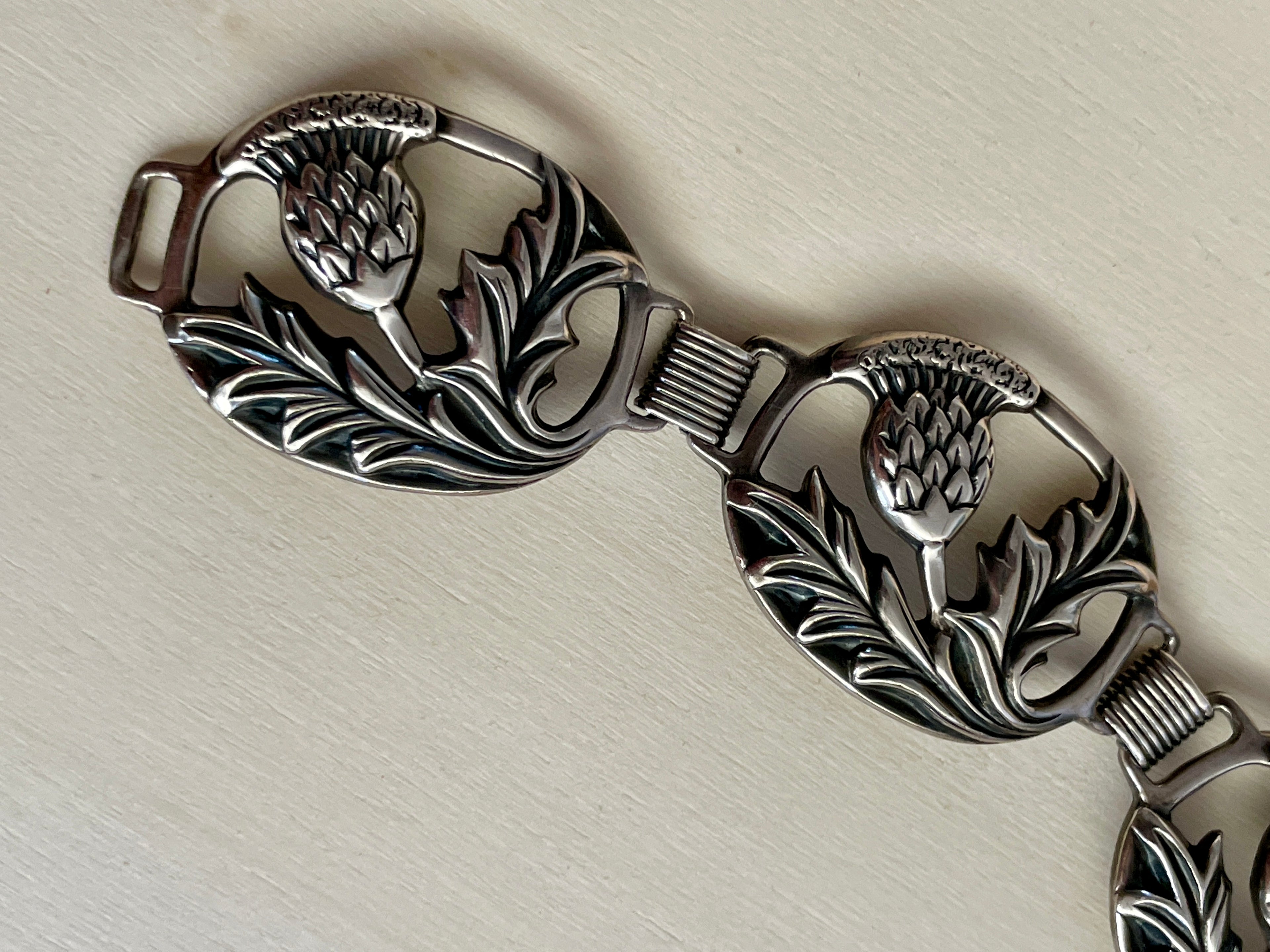 Danecraft Sterling Silver Thistle Bracelet Circa 1940-1950