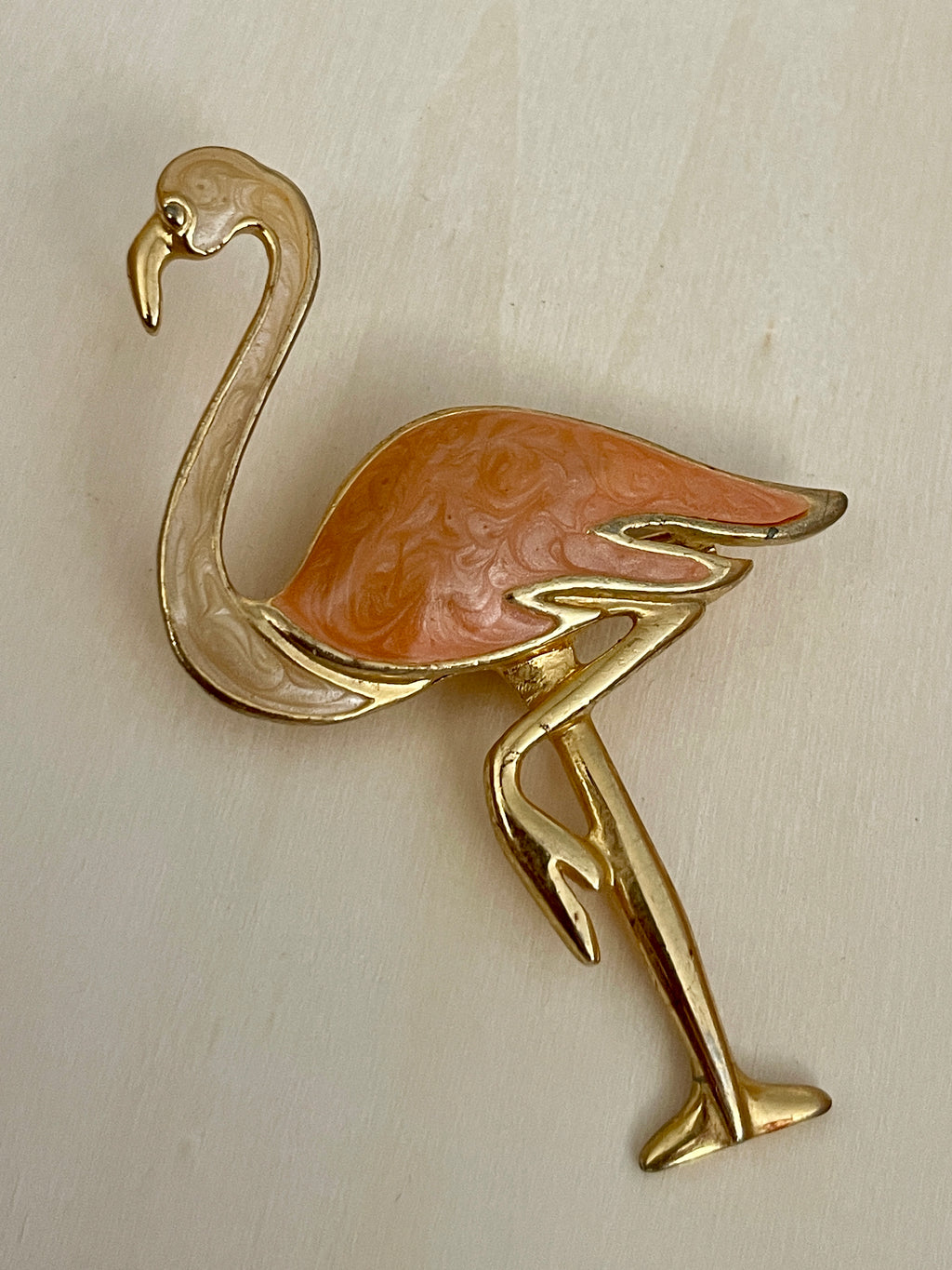 Enamel Flamingo Brooch