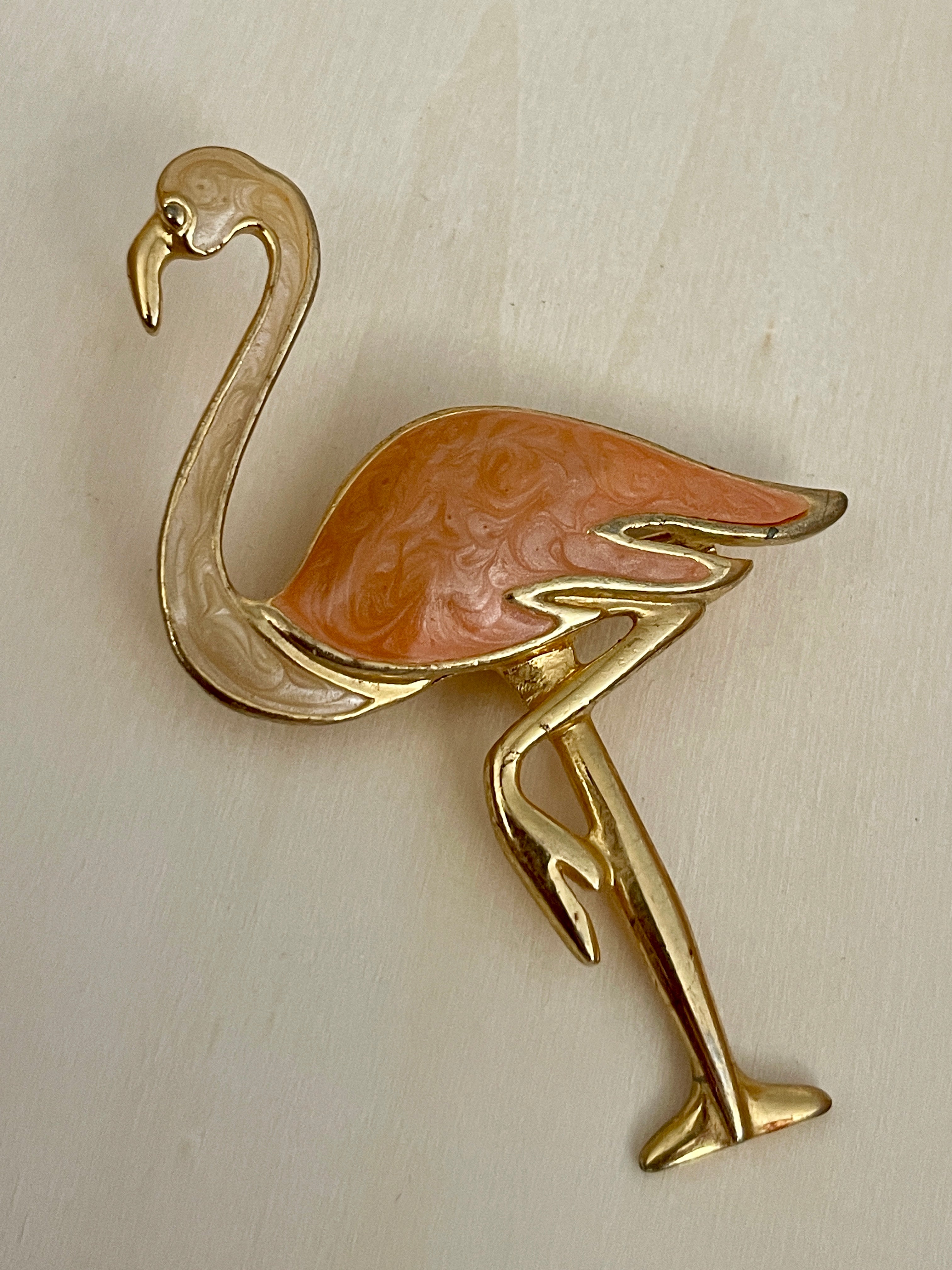 Enamel Flamingo Brooch