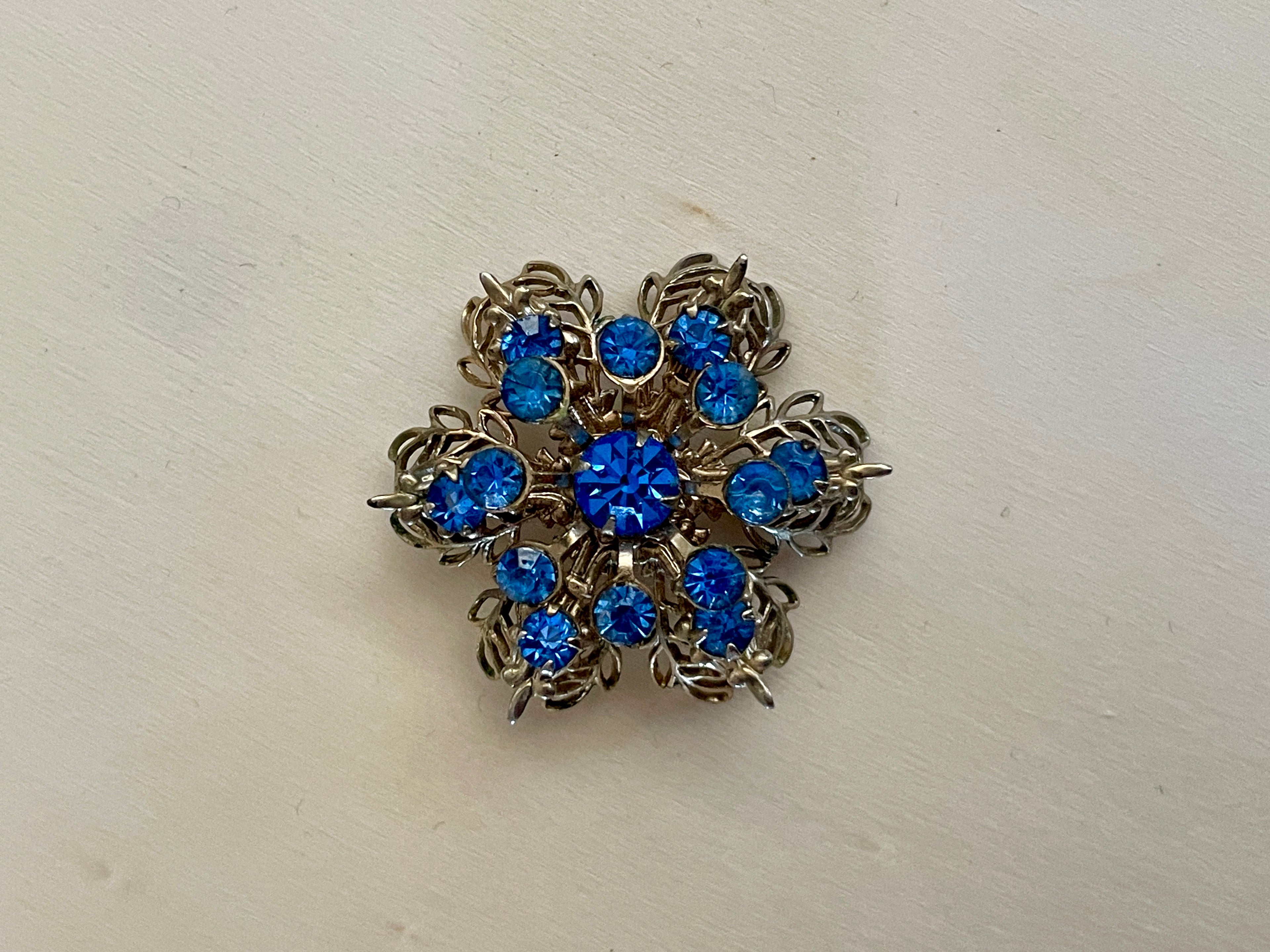 Royal Blue Rhinestone Brooch