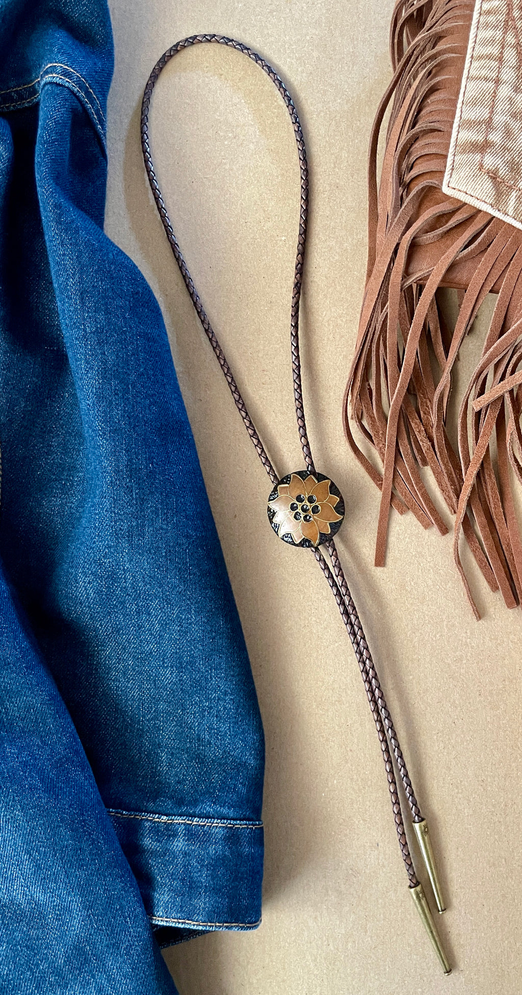 Wildflower Wooden Bolo Tie