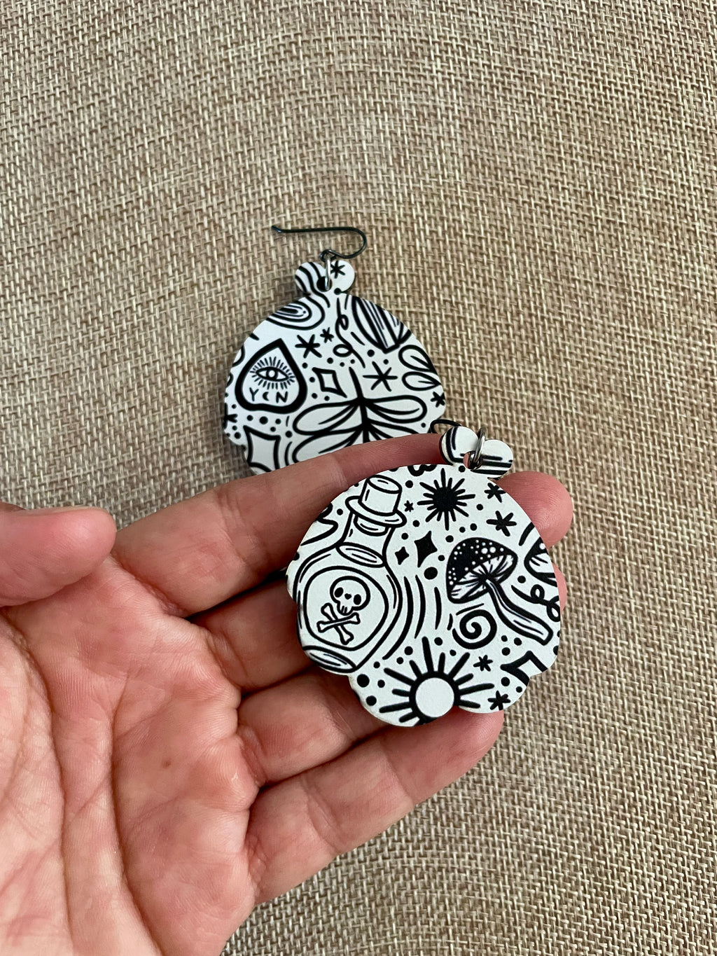 Macabre Black & White Acrylic Dangle Earrings