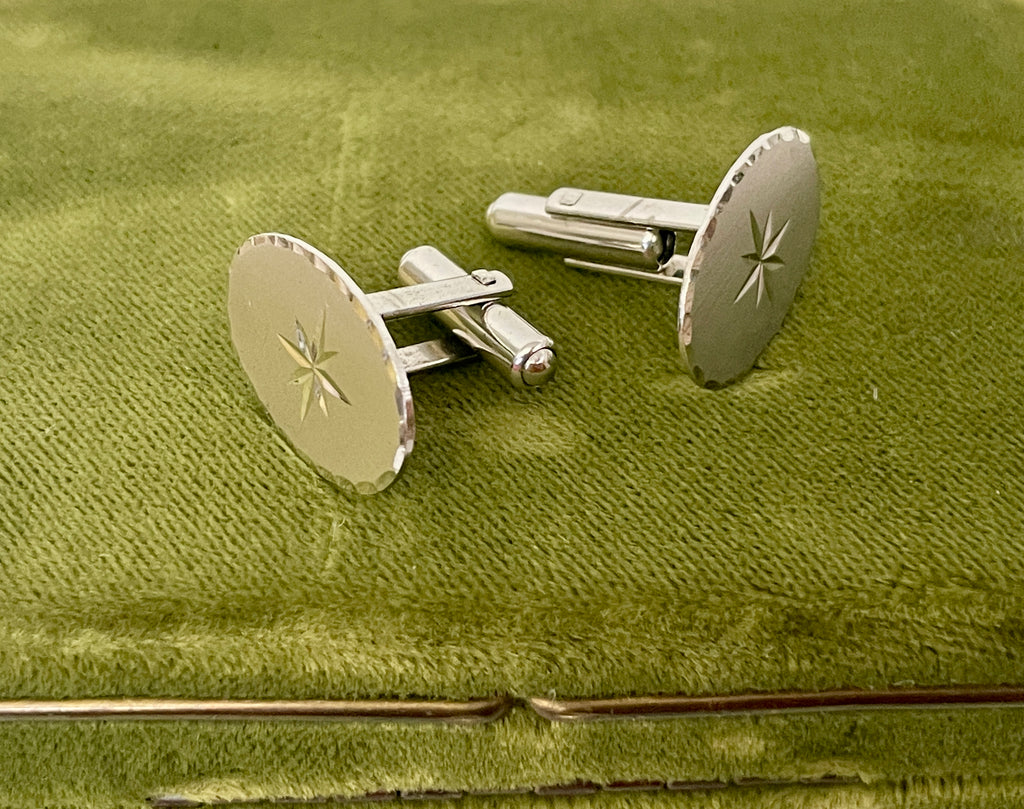 Vintage Starburst Sterling Silver Cufflinks