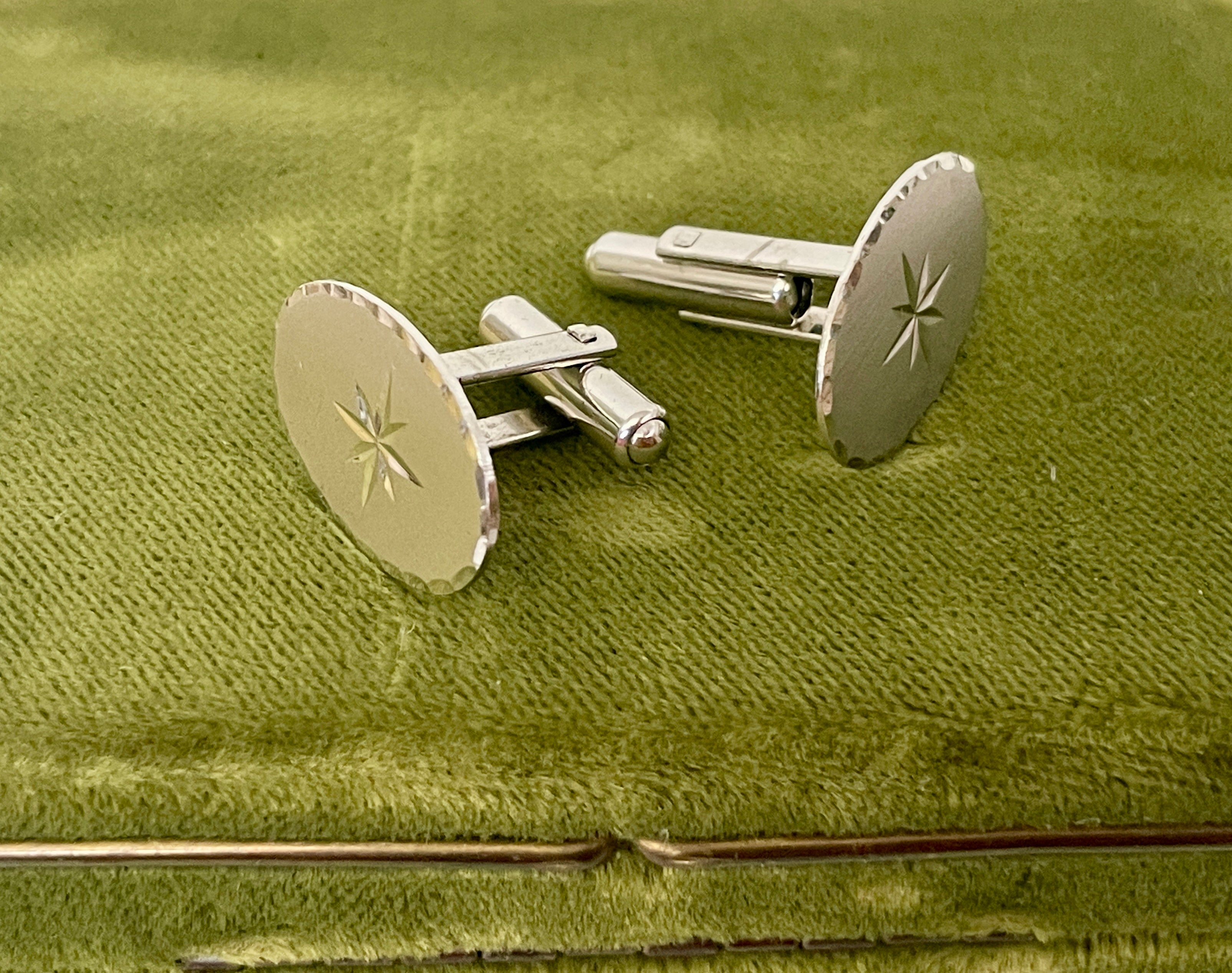 Vintage Starburst Sterling Silver Cufflinks