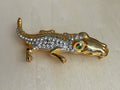 Rhinestone Alligator Brooch - Medium