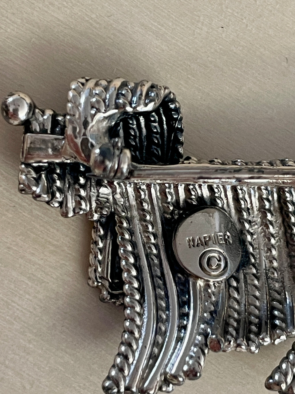 Silvertone Shaggy Dog Brooch